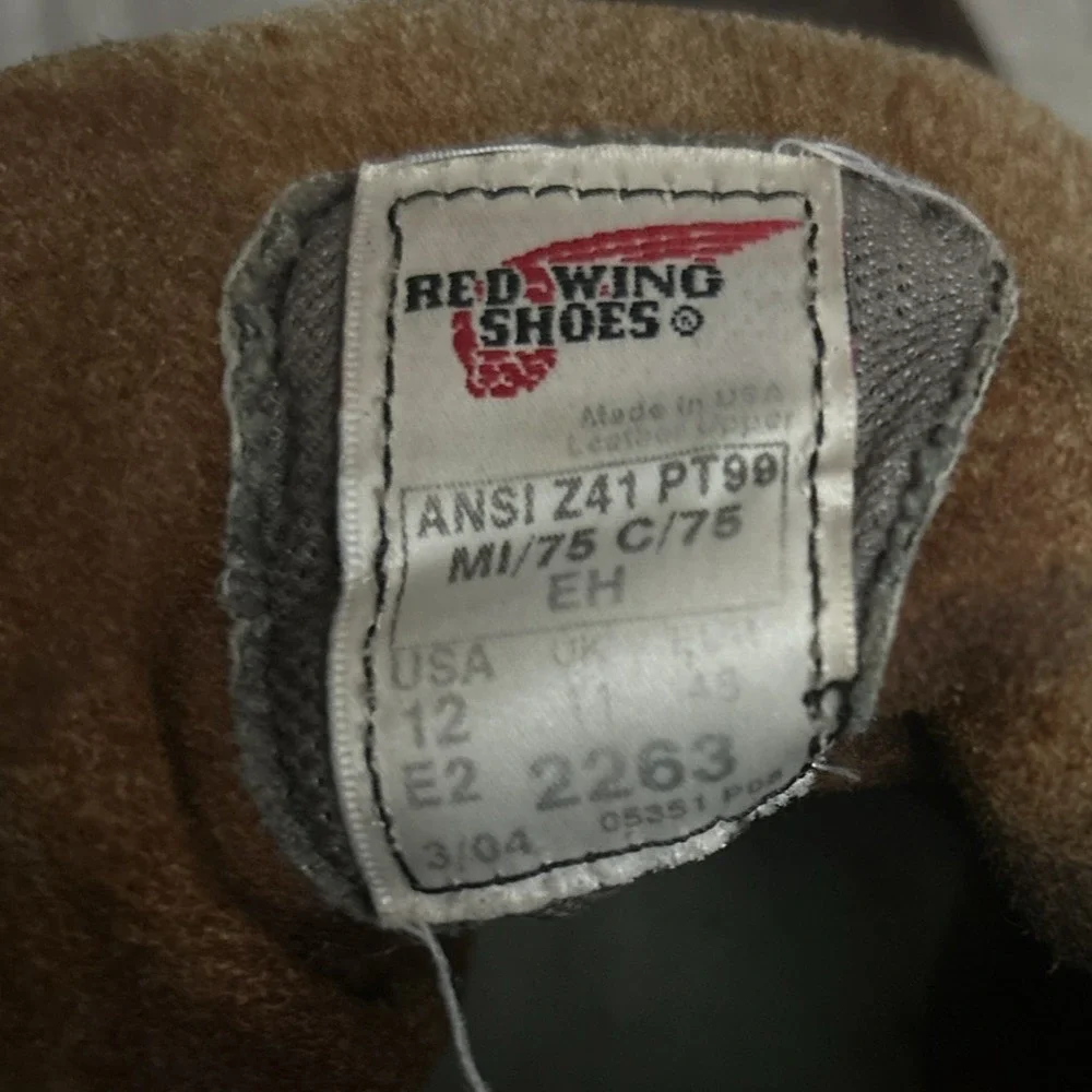 Vintage Red Wing Shoes‎ Steel Toe Work Boots ANSI Z41 PT99 Men's Size 12